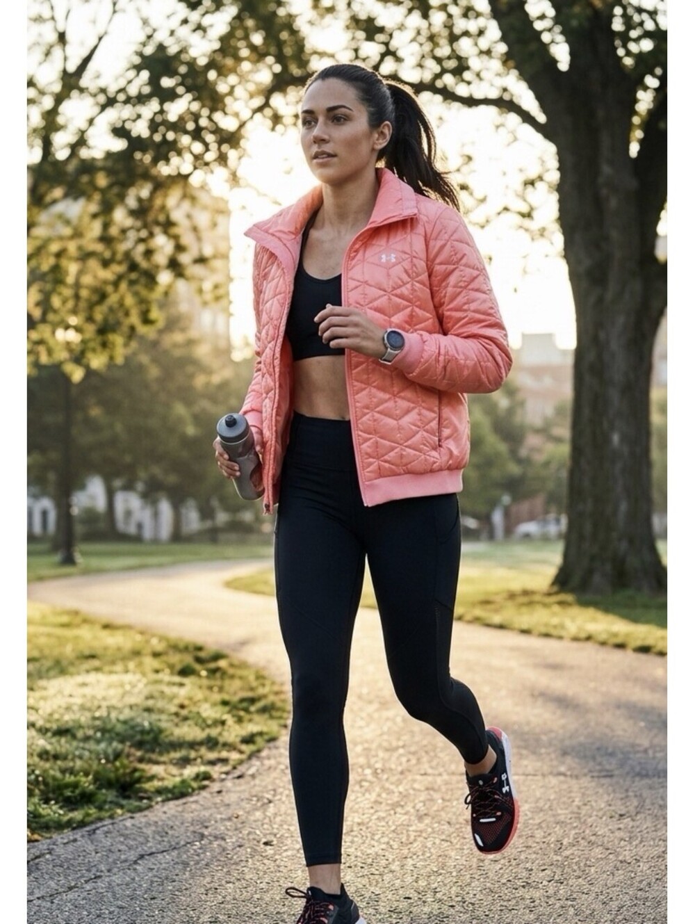 Women Under Armour Cold Gear Jacket Reactor Sz XL Pink Full Zip Quilted Pockets